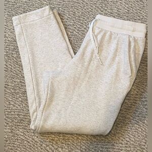 Athleta Heather Oatmeal Cream Jogger Sweatpants with Zip Ankle cuffs Size Medium